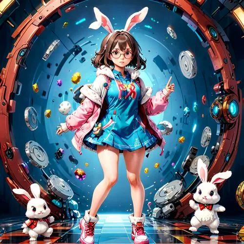 kumiko,uzuki,easter theme,bunny,easter background,haruhi suzumiya sos brigade,Anime,Anime,General