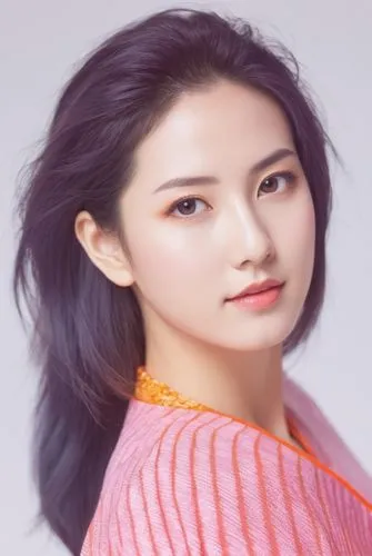 a girl with long hair in a pink top,qiong,guoying,yifei,hanqiong,wenxian,xiaojie,Illustration,Japanese style,Japanese Style 04