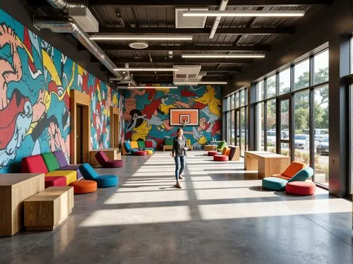 children's interior,creative office,school design,collaboratory,ideacentre,color wall,contemporary decor,modern office,modern decor,gensler,rackspace,offices,infopark,murals,lobby,meeting room,artspace,graphic design studio,company headquarters,conference room