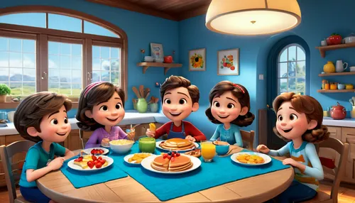 cute cartoon image,ratatouille,animated cartoon,kids illustration,disney,disneyland park,family dinner,walt disney world,euro disney,shanghai disney,star kitchen,caper family,plate of pancakes,children's background,cute cartoon character,toy's story,walt disney,the disneyland resort,digital compositing,food and cooking,Unique,3D,3D Character