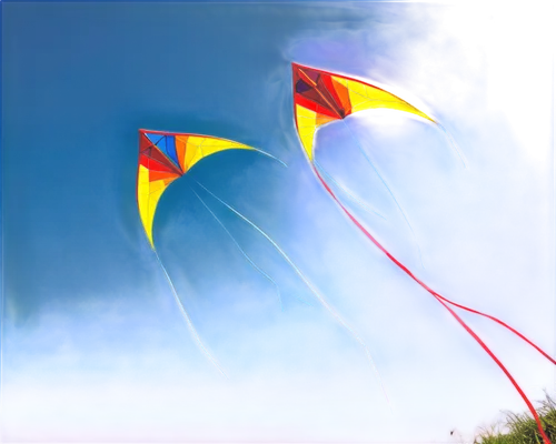 kite, flying high in sky, colorful tail, wooden or plastic body, thin string, gentle breeze, sunny day, soft focus background, 3/4 composition, shallow depth of field, warm color tone, cinematic light