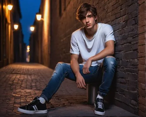 alleyway,boy model,jeans background,male model,lukas 2,young model istanbul,photo session at night,alley,young model,photo session in torn clothes,brick wall background,city ​​portrait,brick background,alex andersee,skinny jeans,holding shoes,bluejeans,portrait background,ripped jeans,skater,Art,Classical Oil Painting,Classical Oil Painting 19