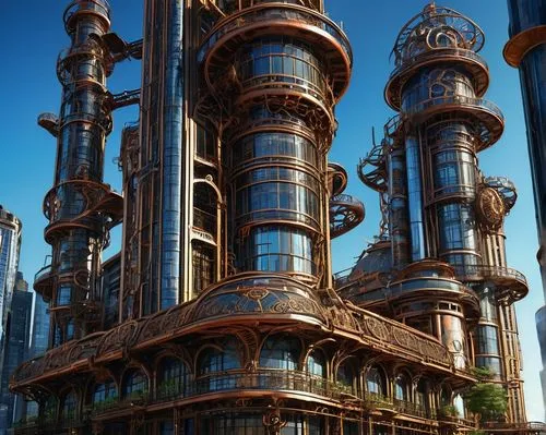 karchner,barcelona,barcellona,driehaus,gaudi,urban towers,industrielles,chucas towers,brownstones,refinery,copperopolis,steampunk,victoriana,refineria,hotel w barcelona,ironwork,bcn,pedrera,renaissance tower,refiners,Illustration,Retro,Retro 13