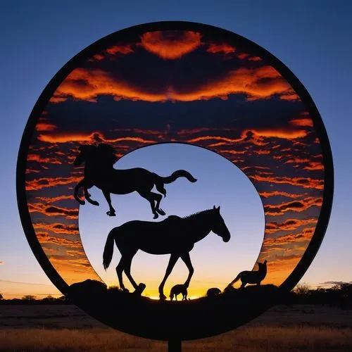 cowboy silhouettes,gillmor,animal silhouettes,wildhorse,wild horses,parabolic mirror,Photography,Documentary Photography,Documentary Photography 37