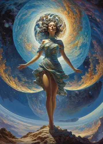 heliosphere,blue enchantress,celestial body,mother earth,blue moon rose,andromeda,astral traveler,fantasy picture,celestial,fantasy art,celestial bodies,zodiac sign libra,mystical portrait of a girl,the zodiac sign pisces,virgo,harmonia macrocosmica,fantasy woman,sorceress,fantasy portrait,cosmic flower,Illustration,Realistic Fantasy,Realistic Fantasy 03