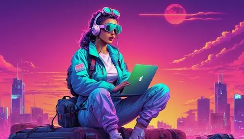 cyberpunk,80s,80's design,cyber,girl at the computer,cyber glasses,man with a computer,freelancer,neon human resources,sci fiction illustration,coder,futuristic,cyberspace,digital nomads,computer freak,computer,computer art,trip computer,computer icon,computer addiction,Conceptual Art,Sci-Fi,Sci-Fi 28