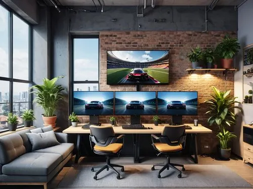 modern office,blur office background,creative office,modern decor,interior design,game room,Photography,General,Realistic