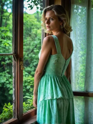 green dress,vintage dress,kolinda,in green,rear window,dirndl,kirilenko,lopatkina,zaripova,ginta,puchkova,petrushova,zakharova,aliona,kurkova,savchuk,shipka,green summer,kovarikova,vintage woman,Photography,General,Realistic