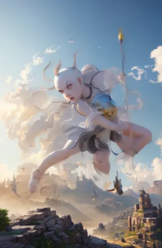 flying girl,flip (acrobatic),flying noodles,leap,leap for joy,flying heart,wind warrior,leap of faith,flying snake,skycraper,monsoon banner,nimbus,leaping,goki,fairies aloft,jumps,flying seed,flying,薄雲,levitation