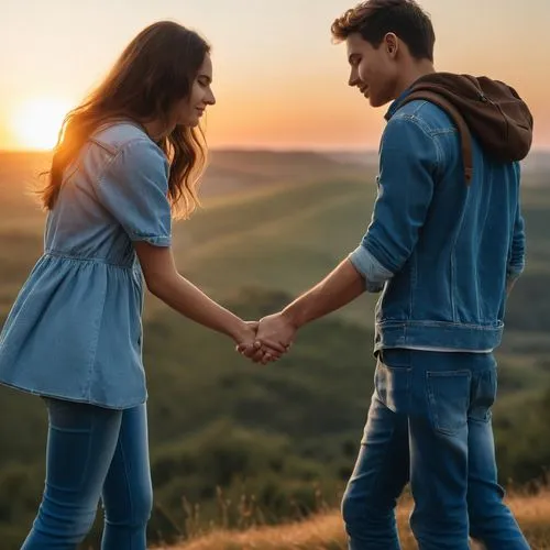 Young couple holding hands each other, ,loving couple sunrise,vintage boy and girl,young couple,hands holding,couple goal,romantic scene,girl and boy outdoor,hold hands,prenups,couple - relationship,a