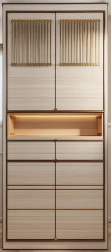 A tall shoe cabinet with elegant design and two tone color. it has a ventilated grill pattern on top cut into its door in a modern design,the cabinet with sliding doors is empty,highboard,scavolini,sc