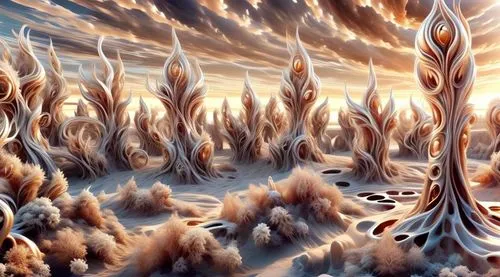 gallifrey,mandelbulb,wiwaxia,dune landscape,fractals art,mushroom landscape