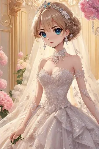 bridal,bridal dress,bridal clothing,wedding dress,bride,silver wedding,blonde in wedding dress,hydrangea background,bridal veil,wedding gown,wedding dresses,wedding photo,dress doll,wedding frame,wedding dress train,bridal accessory,sun bride,dead bride,groom bride,wedding,Digital Art,Anime