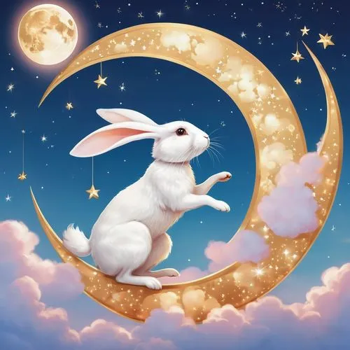 ostara,ostern,moon and star background,white bunny,white rabbit,easter background,Photography,General,Realistic