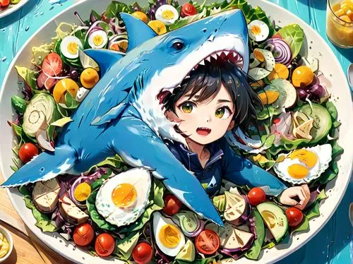 temposhark,kawaii food,mayshark,katsuhito,shark,tiribocchi,Anime,Anime,Realistic