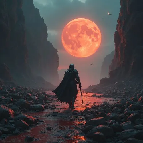 moon valley,the wanderer,valley of the moon,barren,arrakis,wanderer,moonsorrow,dark world,game art,world digital painting,darklands,lunar landscape,valley of death,ulnaris,dune,scorched earth,tunheim,extrasolar,dusk,fantasy landscape,Illustration,Realistic Fantasy,Realistic Fantasy 46