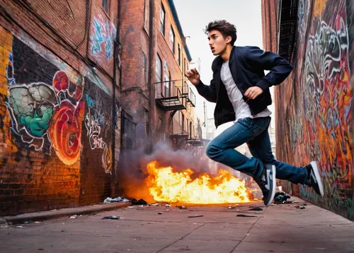 axel jump,action hero,street dance,lucus burns,street dancer,stunt performer,exploding,exploding head,explode,street stunts,burnout fire,human torch,fire artist,burn down,jumping jack,combustion,kick,free running,inflammable,action film,Art,Classical Oil Painting,Classical Oil Painting 28