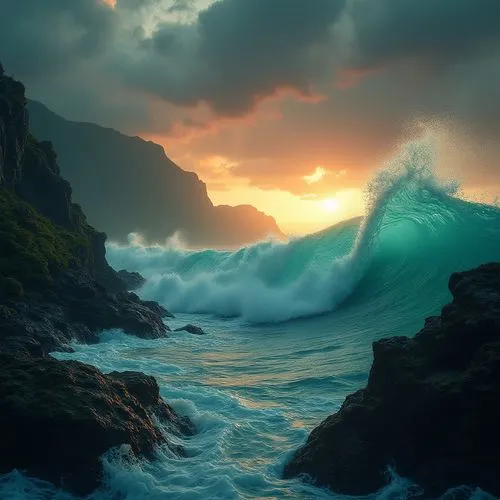 kauai,ocean waves,tidal wave,sea storm,stormy sea,seascape,Photography,General,Sci-Fi