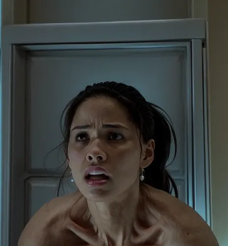 She is in an alleyway surrounded by gangsters.,scared woman,aditi rao hydari,the girl in the bathtub,head woman,scary woman,district 9,video scene,the girl's face,stressed woman,asian woman,woman face