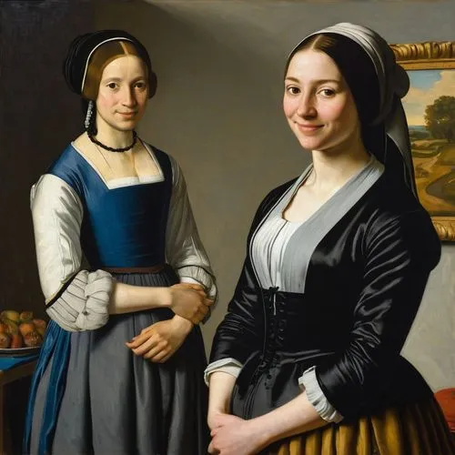 two girls,young couple,young women,girl with bread-and-butter,gothic portrait,portrait of a girl,portrait of a woman,bougereau,girl with cloth,woman holding pie,young woman,sisters,mother and daughter,the girl's face,partiture,painting,romantic portrait,artist portrait,women's clothing,paintings,Art,Classical Oil Painting,Classical Oil Painting 07