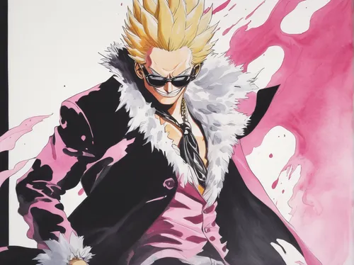 pink quill,spike,katakuri,rainmaker,sting,cell,man in pink,suit of spades,shinigami,cloud,pitaya,feather boa,boruto,yukio,stain,nine-tailed,hawks,sanji,takikomi gohan,ace,Art,Artistic Painting,Artistic Painting 24