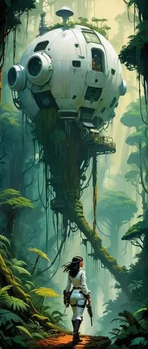 ghibli,studio ghibli,mononoke,explorers,my neighbor totoro,mushroom island,kodama,yavin,mushroom landscape,airships,explorer,endor,sci fiction illustration,totoro,futuristic landscape,airship,world digital painting,dunan,the wanderer,dropship