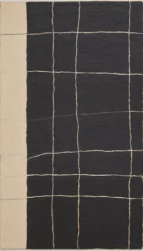 black paint stripe,quilt,black squares,horizontal lines,klaus rinke's time field,sackcloth,rug,shoji paper,textile,linen paper,woven fabric,linen,quilting,plaid paper,sheet drawing,cordage,abstraction,abstractly,cloth,japanese wave paper,Conceptual Art,Oil color,Oil Color 15