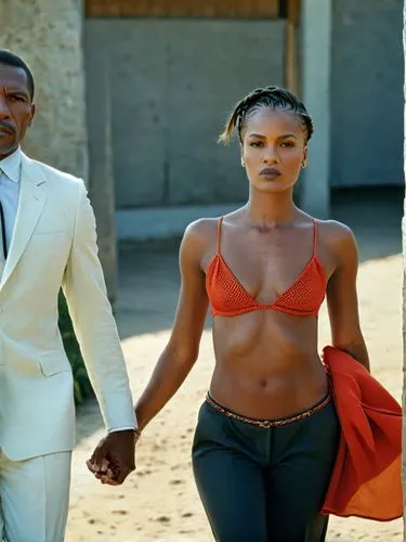 Always the bodyguard at my side.,a man and a woman in bikinis walking,black couple,iyanya,cassie,masilela,namibian,black models,Photography,Documentary Photography,Documentary Photography 15