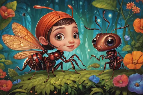 two-point-ladybug,insects,two bees,ladybugs,stingless bees,jewel bugs,fireflies,artificial fly,cloves schwindl inge,vanessa (butterfly),bugs,bees,honey bees,kids illustration,buterflies,flies,honeybees,bee friend,pollinator,entomology,Illustration,Abstract Fantasy,Abstract Fantasy 11