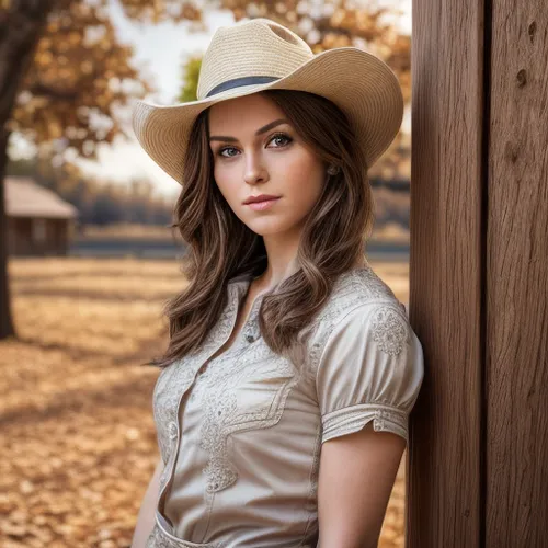 countrygirl,brown hat,cowboy hat,cowgirl,farm girl,country style,leather hat,southern belle,country song,cowgirls,clove,girl wearing hat,country-western dance,country dress,country,straw hat,stetson,the hat-female,western,blue bell,Material,Material,Walnut