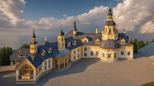 fairy tale castle,fairytale castle,gold castle,fairy tale castle sigmaringen,whipped cream castle,chateau,disney castle,medieval castle,fairy tale,3d fantasy,3d rendering,castles,mansion,knight's castle,crown render,roof domes,castle,children's fairy tale,water castle,ghost castle,Photography,General,Realistic