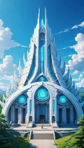 alfheim,arcology,silico,white temple,ordos,sanctum,portal,atlantean,atlantis,morphogenetic,praetorium,skyreach,citadels,ozden,planetaria,yavin,castrum,pufang,imperialis,futuristic architecture,Illustration,Japanese style,Japanese Style 03