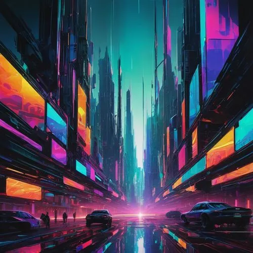 futuristic landscape,cyberpunk,colorful city,cityscape,futuristic,metropolis,abstract retro,neon arrows,transistor,vapor,vast,cyberspace,tokyo city,scifi,city highway,shinjuku,80's design,urban,cyber,fantasy city,Conceptual Art,Fantasy,Fantasy 12