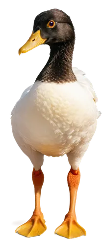 Quacking duck, yellow beak, shiny feathers, webbed feet, fluffy body, standing posture, one leg lifted, curious expression, detailed eyes, morning sunlight, soft focus, shallow depth of field, warm co