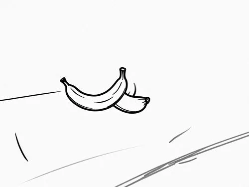 an image of two bananas over a white background,banan,banane,storyboarding,underwire,banana,storyboarded,Design Sketch,Design Sketch,Rough Outline