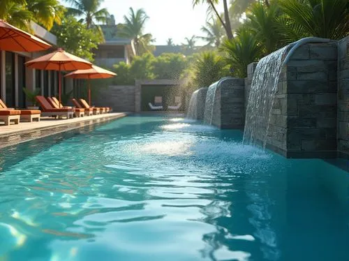 swimming pool,outdoor pool,3d rendering,pool house,infinity swimming pool,render,pools,dug-out pool,pool water surface,underwater oasis,holiday villa,3d render,tropical house,tropical island,3d rendered,pool water,amanresorts,near the swimming pool,pool bar,tropics,Photography,General,Realistic