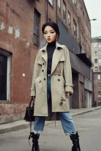 vintage asian,woman in menswear,asian woman,trench coat,outerwear,fashionable girl,chinatown,street fashion,asian girl,fashion street,national parka,xuan lian,parka,blogger icon,east style,overcoat,fashion girl,long coat,coat,asian vision,Photography,Realistic