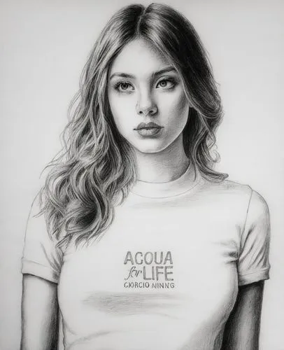 女生，黑白，素描,a woman wearing a white shirt with a brown lip,acuvue,girl in t-shirt,pencil drawing,graphite,charcoal pencil,pencil drawings,girl drawing,acqui,tshirt,aquella,pencil art,aslaug,ascione,acute