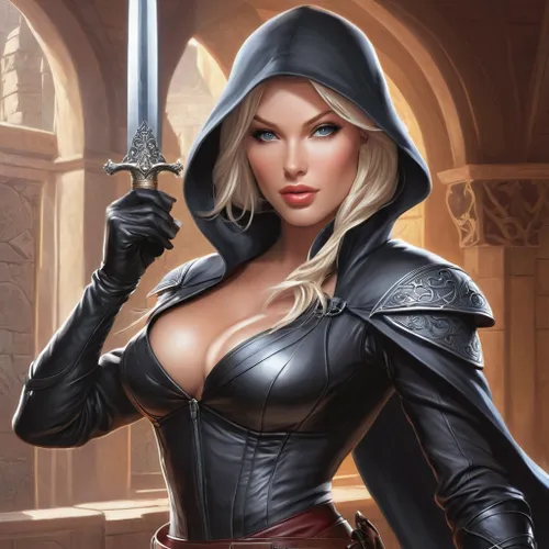 Replace with ornate dagger,massively multiplayer online role-playing game,swordswoman,female warrior,huntress,sorceress,assassin,awesome arrow,dark elf,femme fatale,heroic fantasy,a200,fantasy art,fan