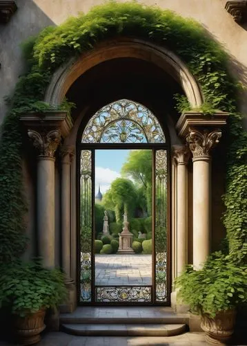 garden door,botanical frame,ivy frame,art nouveau frame,frame flora,doorways,archways,rose arch,kykuit,enfilade,decorative frame,peony frame,doorway,gardens,entrances,art nouveau frames,villa d'este,the threshold of the house,art deco frame,entrada,Art,Artistic Painting,Artistic Painting 37