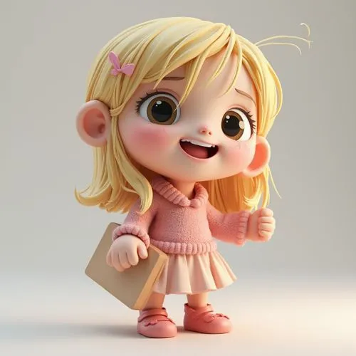 cute cartoon character,darci,eloise,dollfus,clay doll,chibi girl,Unique,3D,3D Character