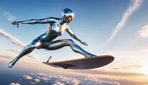 silver surfer,ski jumping,nordic combined,surfer,a flying dolphin in air,sprint woman,surfing,waterskiing,figure of paragliding,skydiver,freediving,freestyle skiing,stand up paddle surfing,ski jump,aquanaut,glider pilot,speed skiing,surfers,space tourism,leap for joy,Photography,General,Realistic