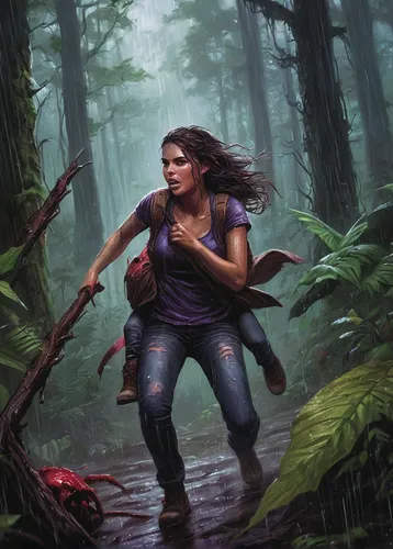 game illustration,sci fiction illustration,lara,huntress,cg artwork,woodland salamander,croft,katniss,scavenger,rosa ' amber cover,game art,renegade,lori,female runner,climbing salamander,red juniper,scarlet witch,river juniper,digital painting,trail,Illustration,Paper based,Paper Based 09