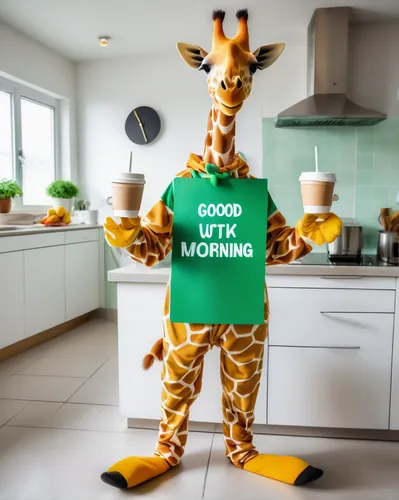 housekeeping,patrol,cleaning service,a mounting member,working animal,no eating,green living,bucks,mascot,capuchino,house painter,in the morning,kitchen towel,template greeting,giraffe plush toy,espressino,cangaroo,anthropomorphized animals,mocking,advertising figure