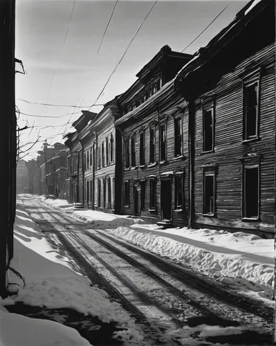 auschwitz i,auschwitz,row houses,lubitel 2,row of houses,auschwitz 1,1940,streetcar,1940s,stieglitz,leningrad,townhouses,1952,petersburg,1950s,birkenau,aronde,old linden alley,block of houses,snow tracks,Art,Artistic Painting,Artistic Painting 22