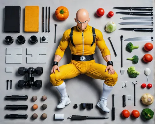 actionfigure,action figure,steel man,chef,model kit,electro,collectible action figures,x-men,x men,toy photos,revoltech,food icons,construction toys,men chef,kitchen tools,xmen,construction set toy,body-building,food prep,3d figure,Unique,Design,Knolling