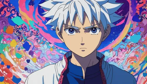 killua hunter x,killua,chollo hunter x,spiral background,anime cartoon,anime boy,chakra,nine-tailed,bandana background,saji,sakana,chidori is the cherry blossoms,anime japanese clothing,ramune,diamond background,destroy,gin,bazaruto,jin deui,nikko,Illustration,Abstract Fantasy,Abstract Fantasy 08