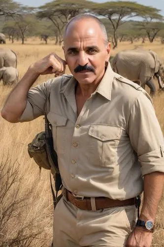 52 years old man, muscles body.,safaris,tsavo,safari,wildlife biologist,serengeti,elephantine,with safari antenna,sudan,trophy hunting,amarula,kenya africa,nature conservation,zookeeper,elephant camp,