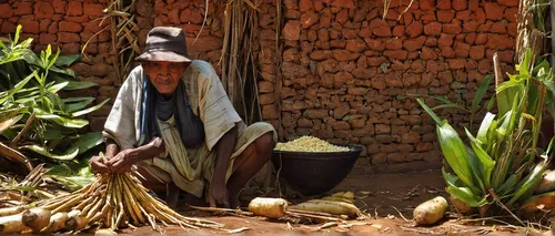 Squatter with manioc, Madagascar,basket weaver,cultivated garlic,cereal cultivation,people of uganda,paddy harvest,calçot,agricultural,field cultivation,agroculture,cash crop,basket maker,maracuja oil