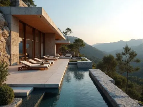 amanresorts,roof landscape,pool house,house in the mountains,house in mountains,infinity swimming pool,Photography,General,Realistic